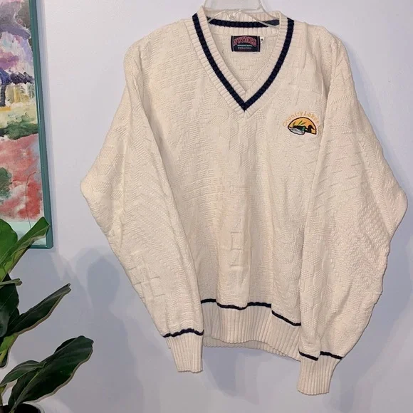 Vintage Nutmeg Made in USA Country Lakes C.C. Embroidered Sweater - Picture 1 of 4